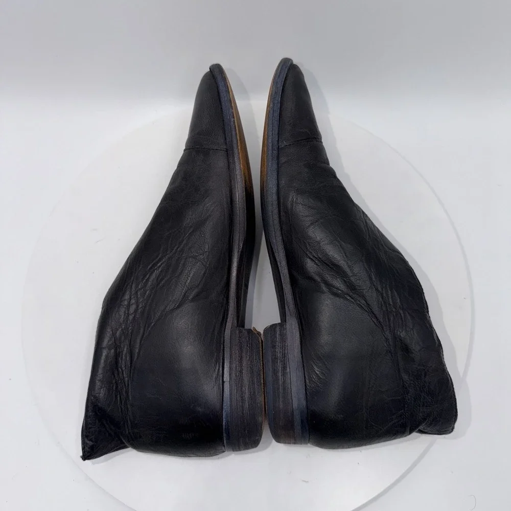 Free People Black Leather Royale D'Orsay Pointed Toe Flats Women Sz 38EU/7.5M US